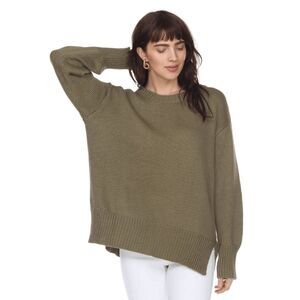 Honest Cotton Olive Green The Handknit Crewneck Sweater Women's One Size NWT